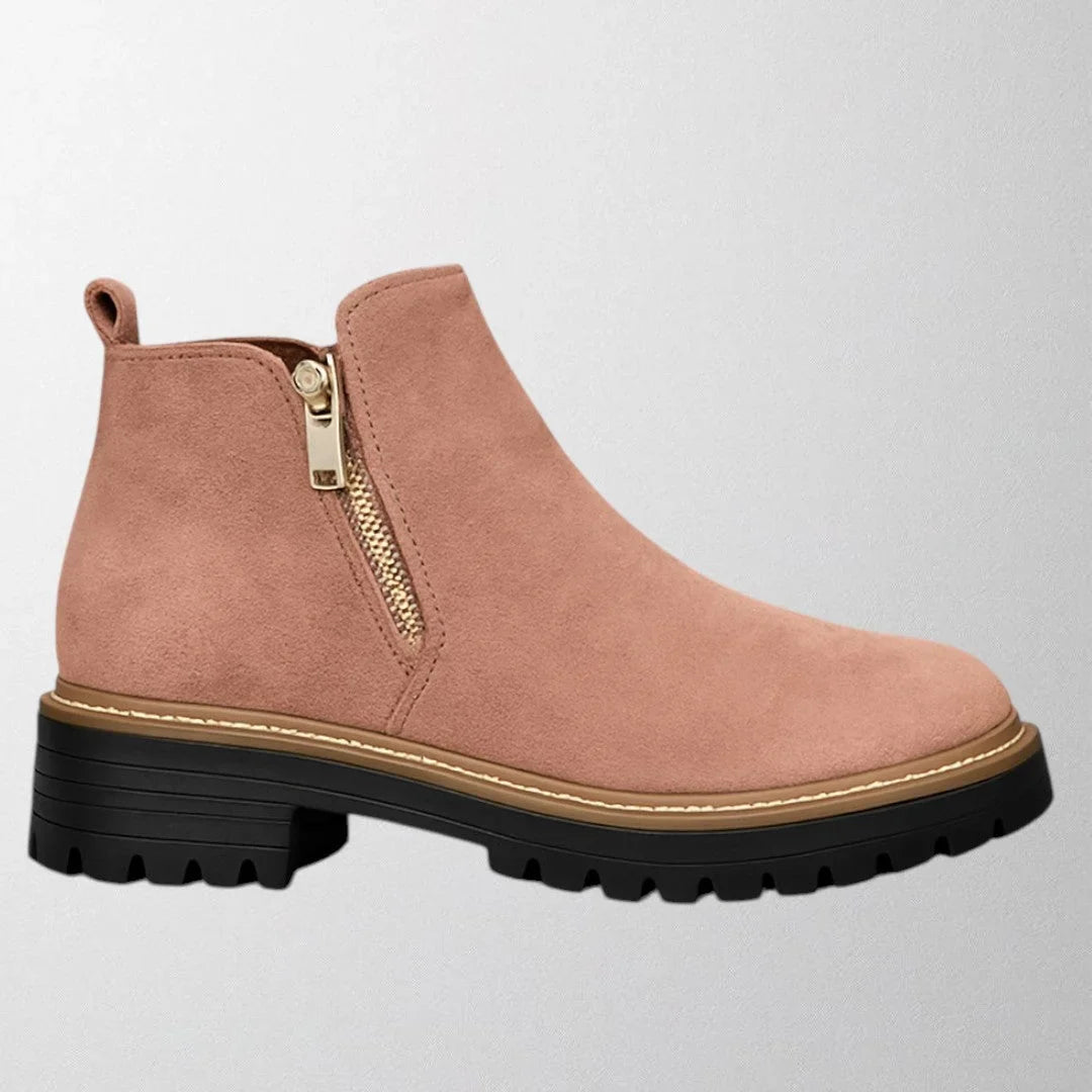 Wanda | Chic Gold-Zip Ankle Boots