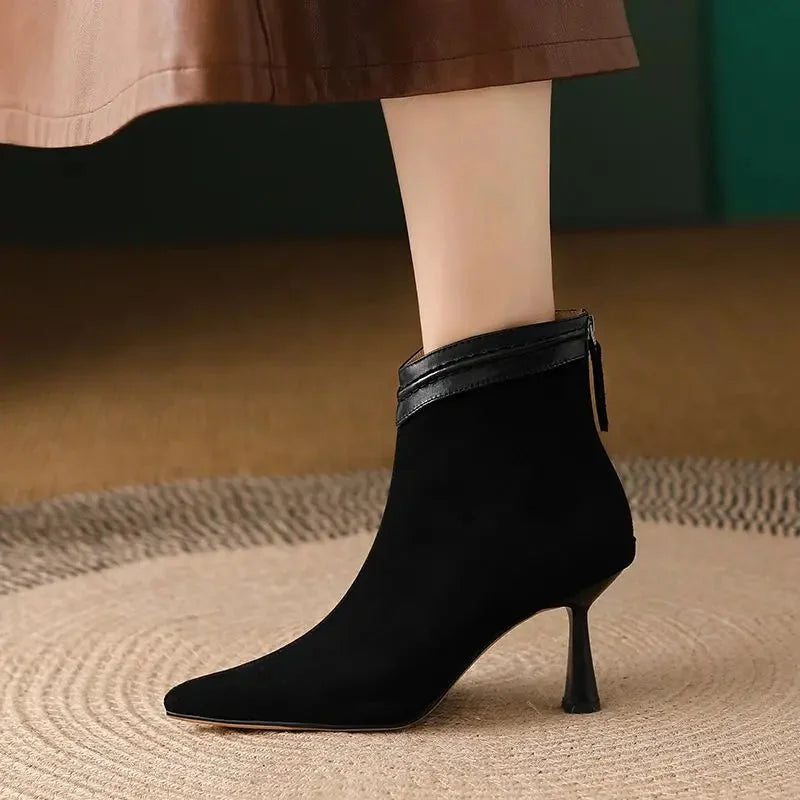 Zinnia | Sleek Sculptural Heel Ankle Boots