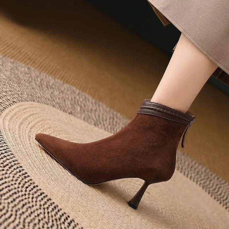 Zinnia | Sleek Sculptural Heel Ankle Boots