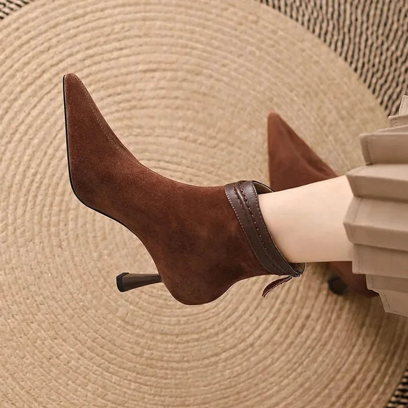 Zinnia | Sleek Sculptural Heel Ankle Boots