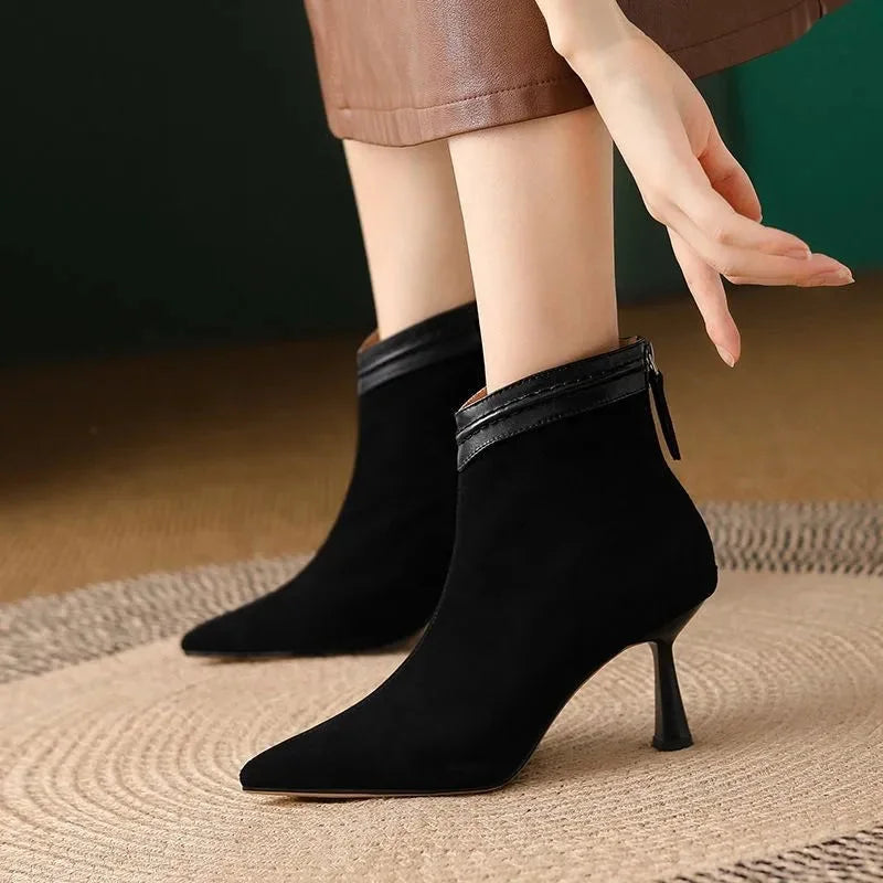 Zinnia | Sleek Sculptural Heel Ankle Boots