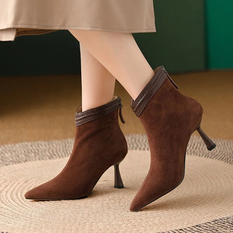 Zinnia | Sleek Sculptural Heel Ankle Boots