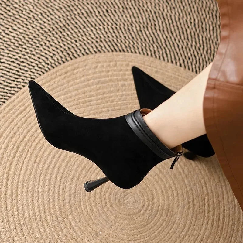 Zinnia | Sleek Sculptural Heel Ankle Boots