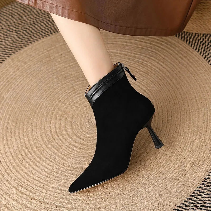Zinnia | Sleek Sculptural Heel Ankle Boots
