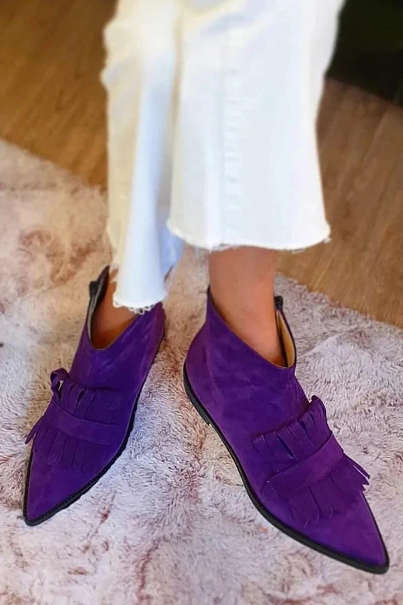 Kiera | Playful Fringe Flat Ankle Boots