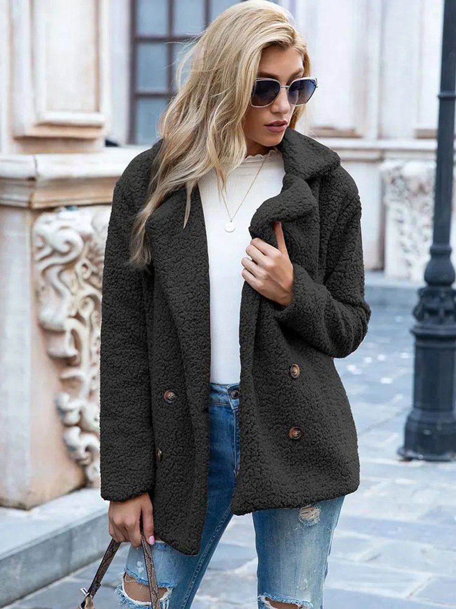 Ruby | Double-Breasted Oversized Women's Faux Fur Coat for Winter