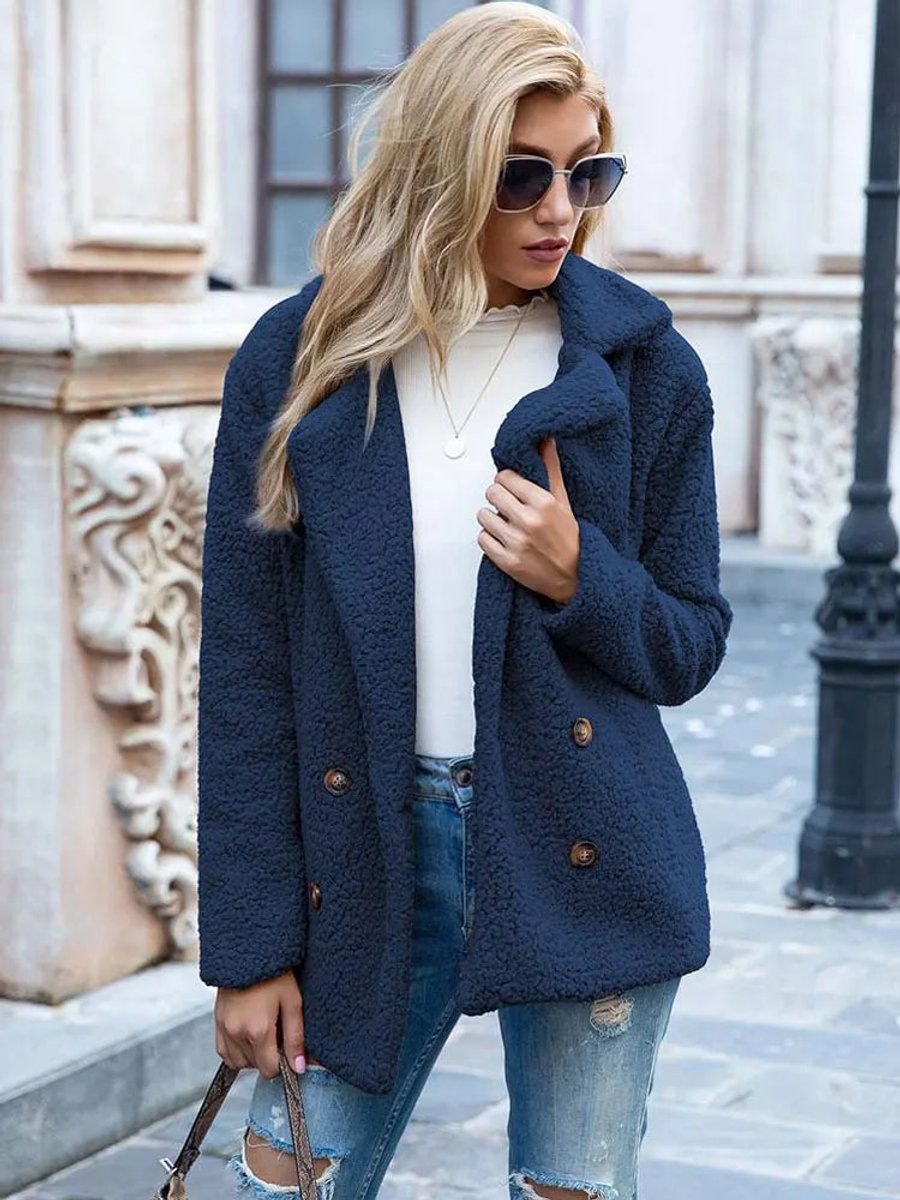 Ruby | Double-Breasted Oversized Women's Faux Fur Coat for Winter