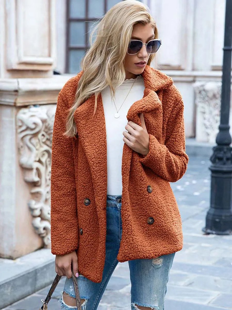 Ruby | Double-Breasted Oversized Women's Faux Fur Coat for Winter