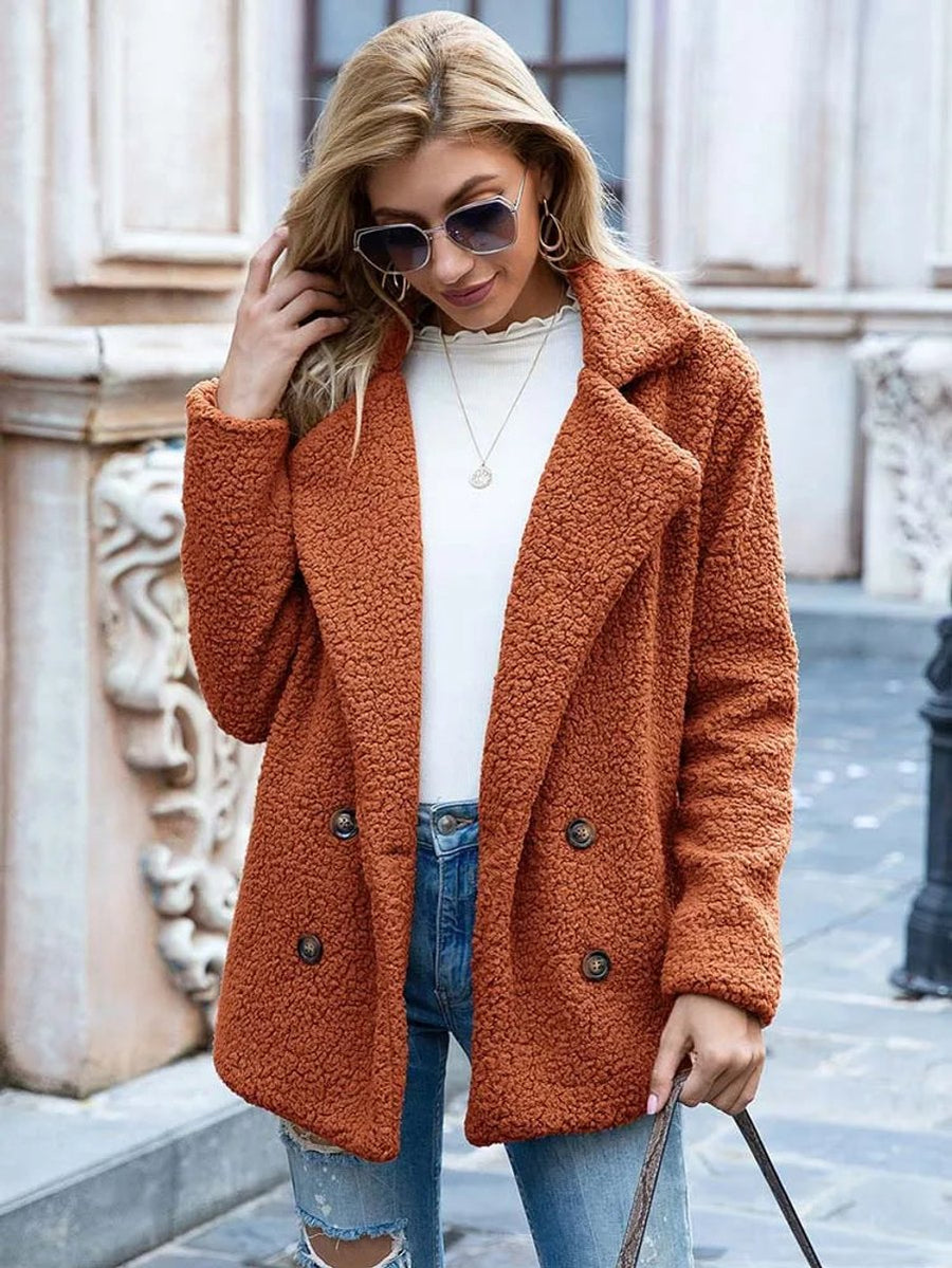 Ruby | Double-Breasted Oversized Women's Faux Fur Coat for Winter