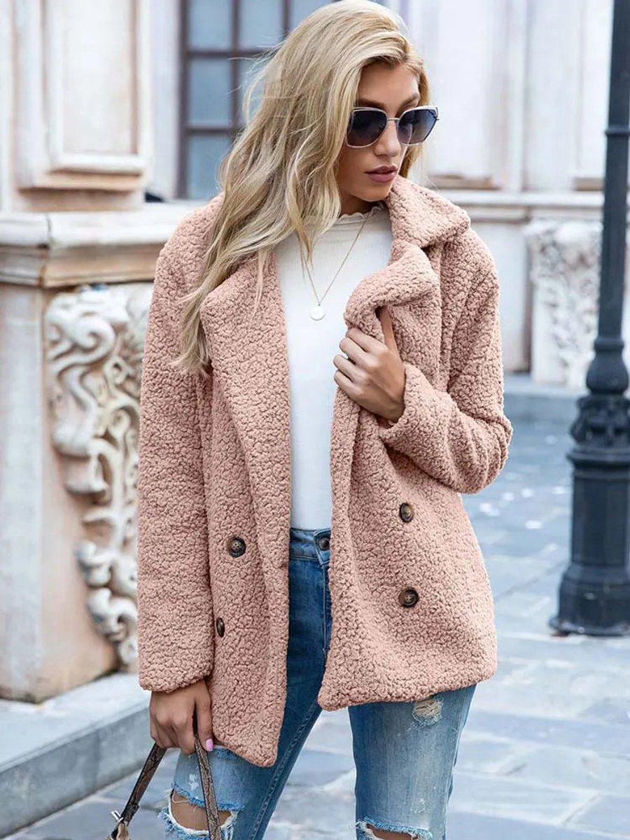 Ruby | Double-Breasted Oversized Women's Faux Fur Coat for Winter