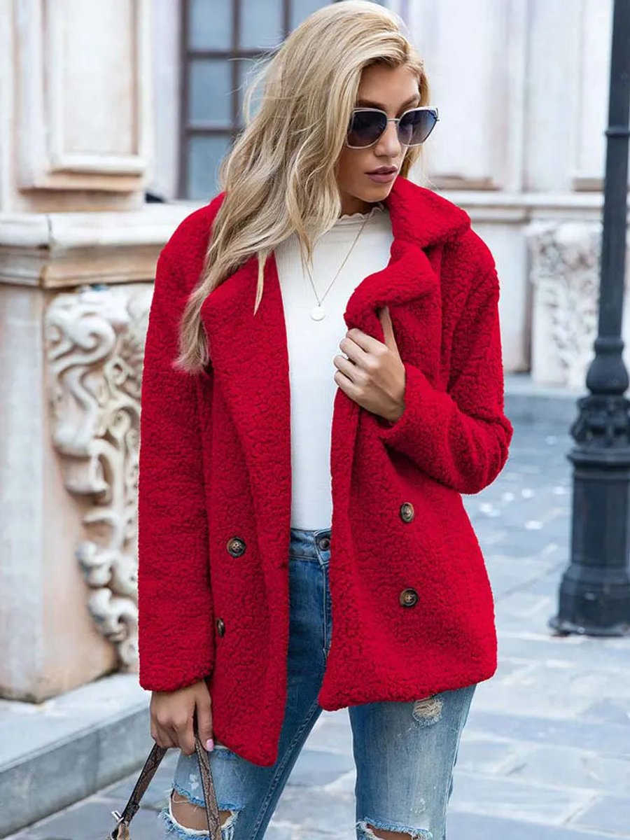 Ruby | Double-Breasted Oversized Women's Faux Fur Coat for Winter