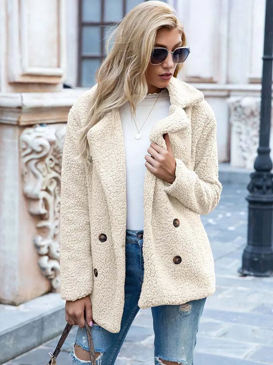 Ruby | Double-Breasted Oversized Women's Faux Fur Coat for Winter