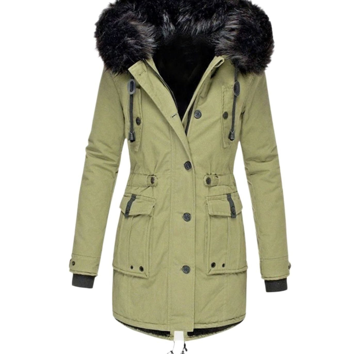 Olivia | Drawstring-Waist Parka-Style Women's Faux Fur Coat for Winter