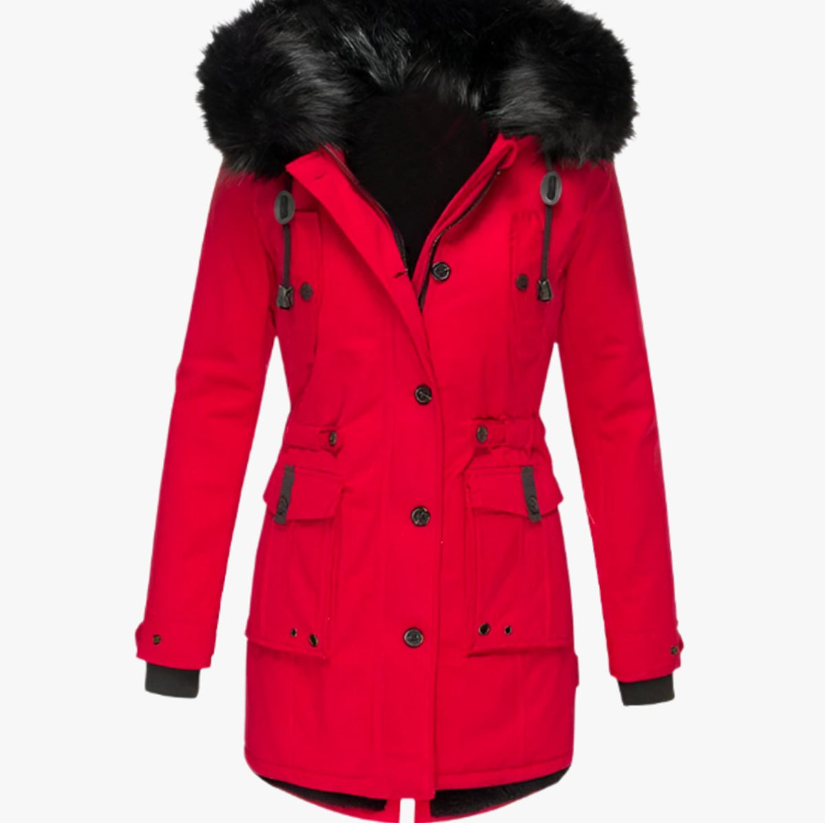 Olivia | Drawstring-Waist Parka-Style Women's Faux Fur Coat for Winter
