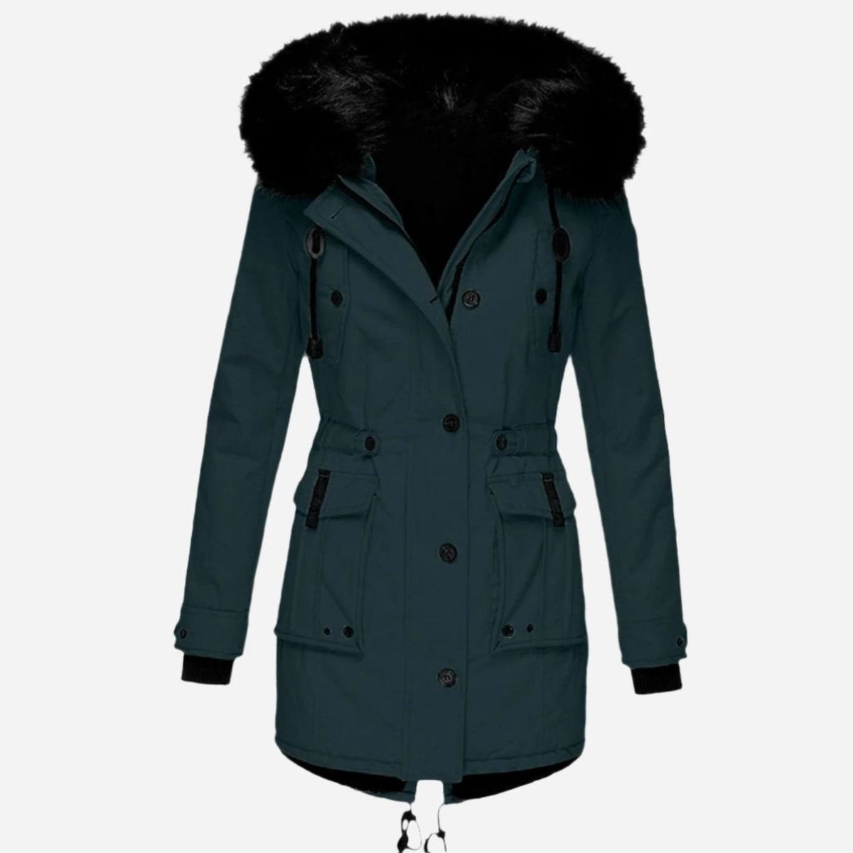 Olivia | Drawstring-Waist Parka-Style Women's Faux Fur Coat for Winter