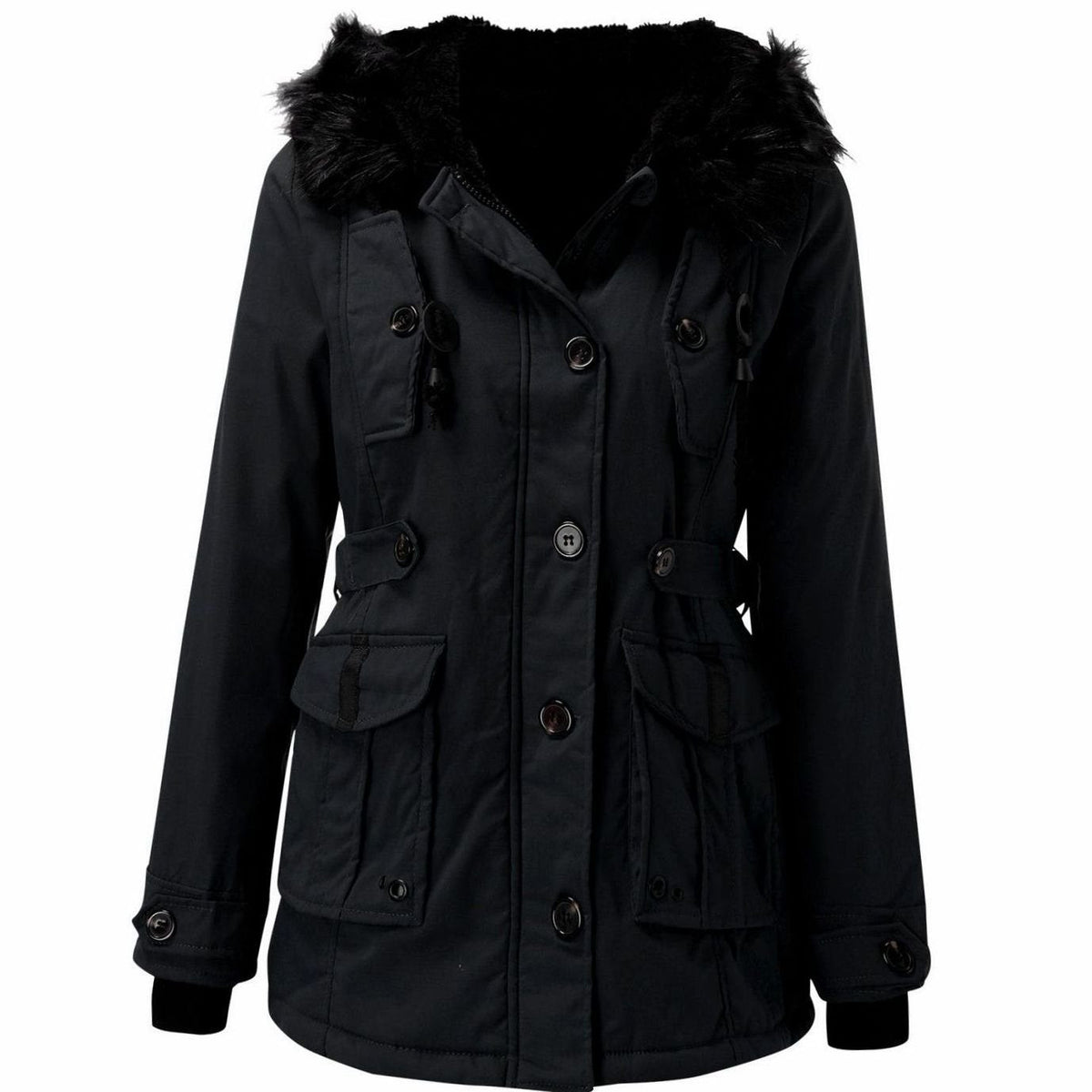 Olivia | Drawstring-Waist Parka-Style Women's Faux Fur Coat for Winter