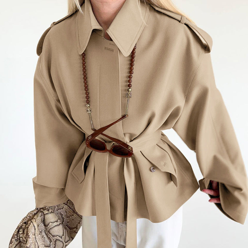 Calanthe | Belted Peplum Trench Coat for Fall