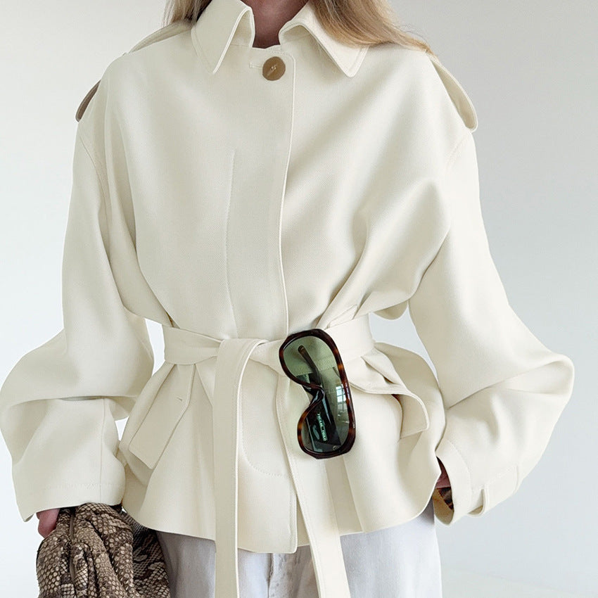 Calanthe | Belted Peplum Trench Coat for Fall