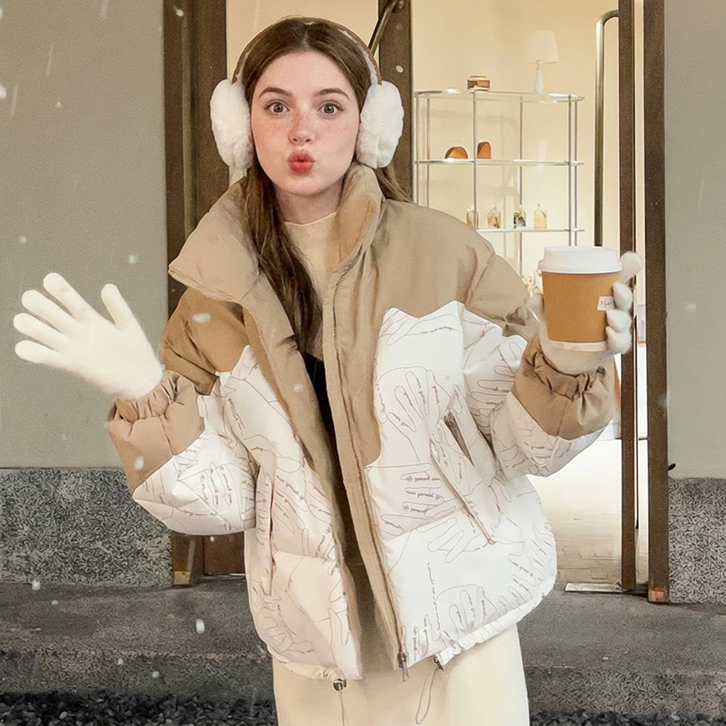 Marlowe | Two-Tone Puffer Jacket with Stand Collar