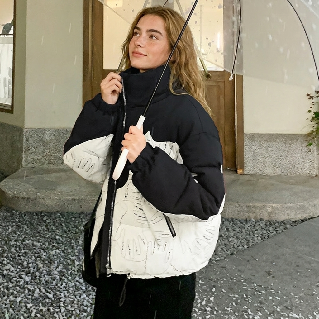 Marlowe | Two-Tone Puffer Jacket with Stand Collar