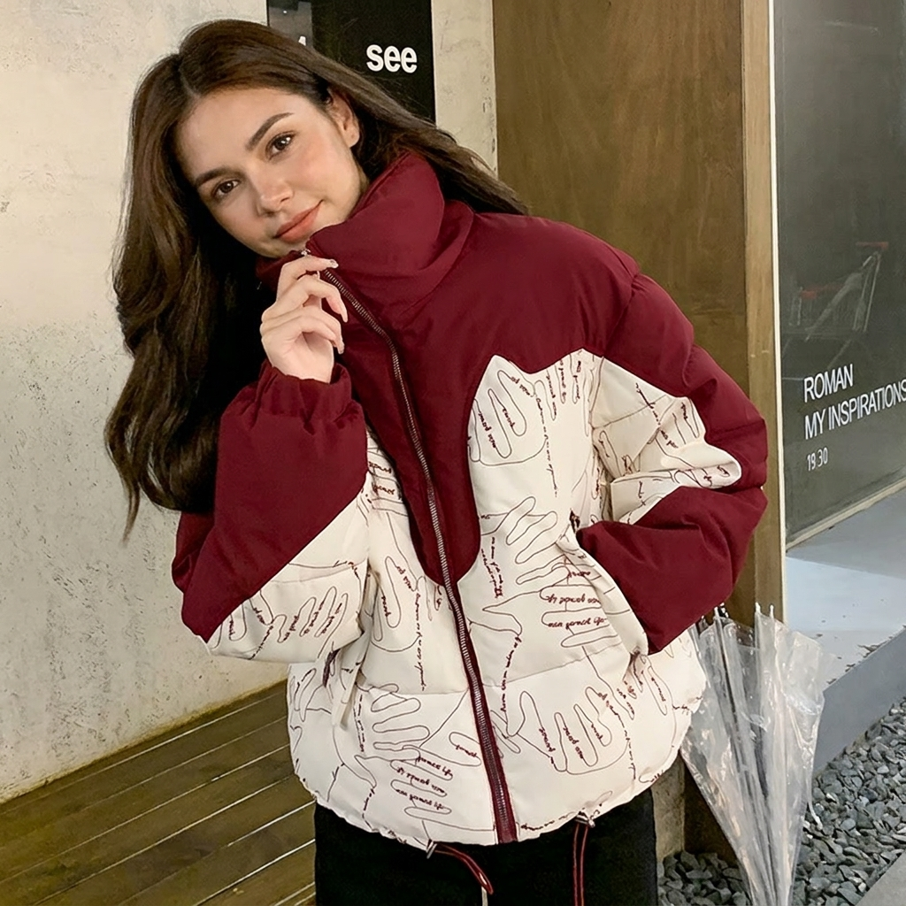 Marlowe | Two-Tone Puffer Jacket with Stand Collar