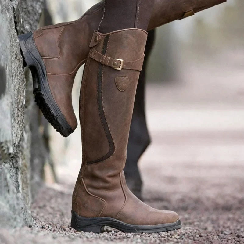 Verity | Brown Side-Zip Women Waterproof Riding Boots for Winter