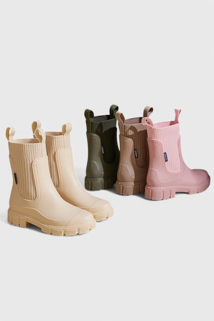 Kate | Waterproof Ribbed Cuff Chelsea Boots