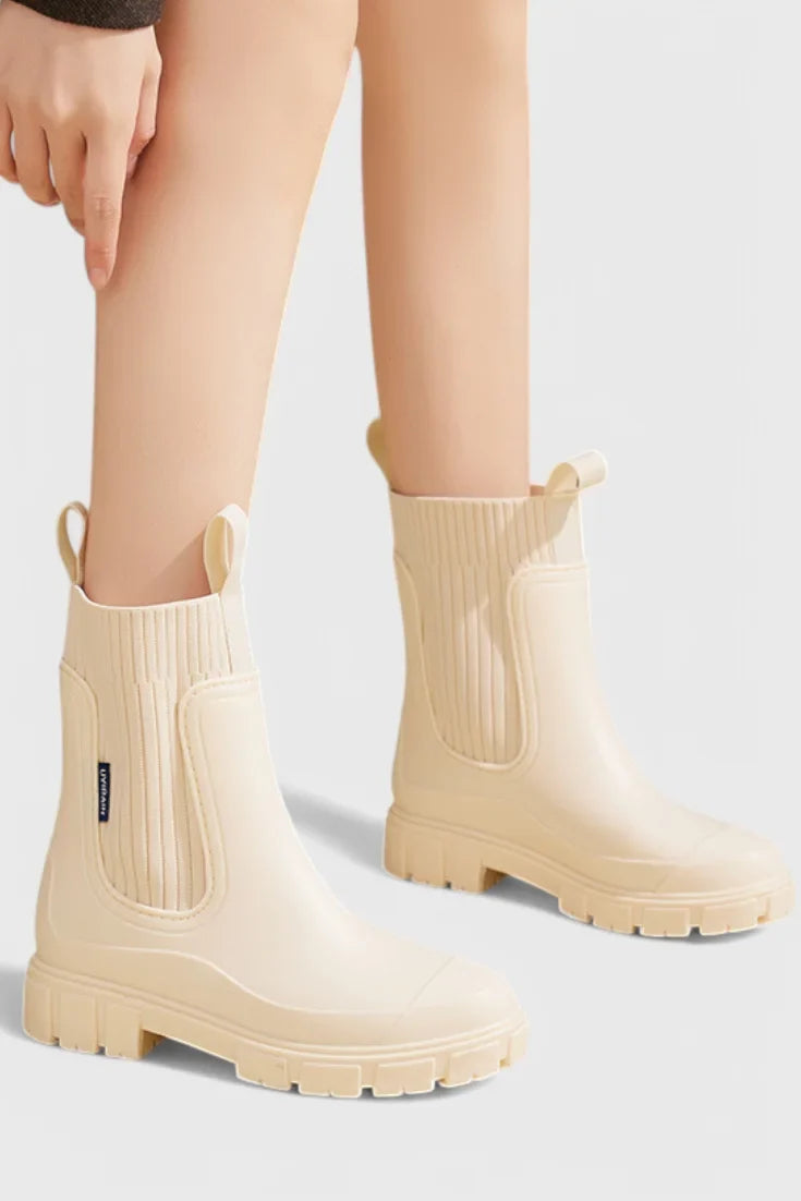 Kate | Waterproof Ribbed Cuff Chelsea Boots