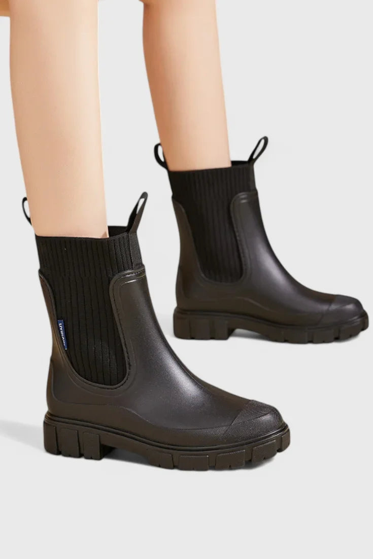 Kate | Waterproof Ribbed Cuff Chelsea Boots