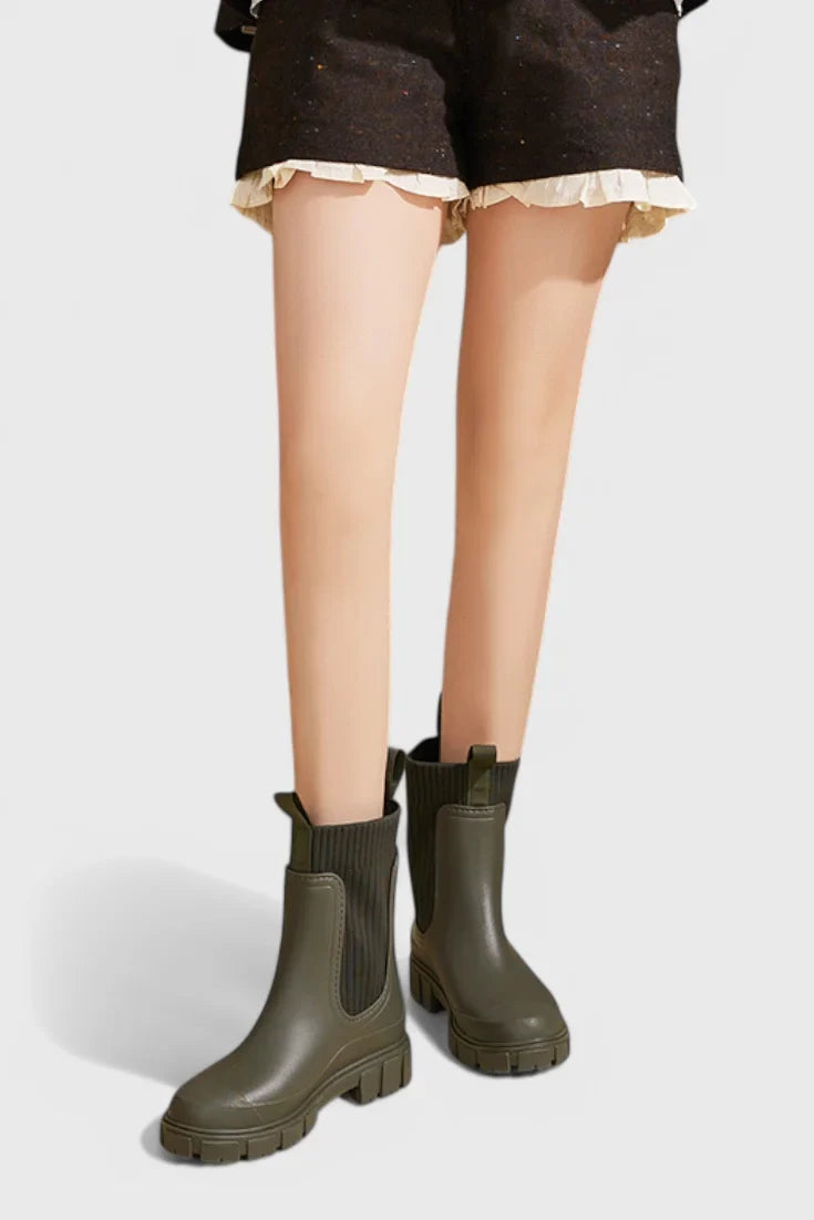 Kate | Waterproof Ribbed Cuff Chelsea Boots