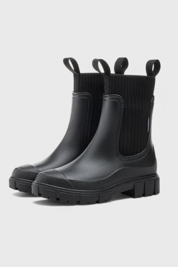 Kate | Waterproof Ribbed Cuff Chelsea Boots