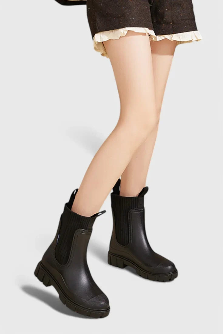 Kate | Waterproof Ribbed Cuff Chelsea Boots