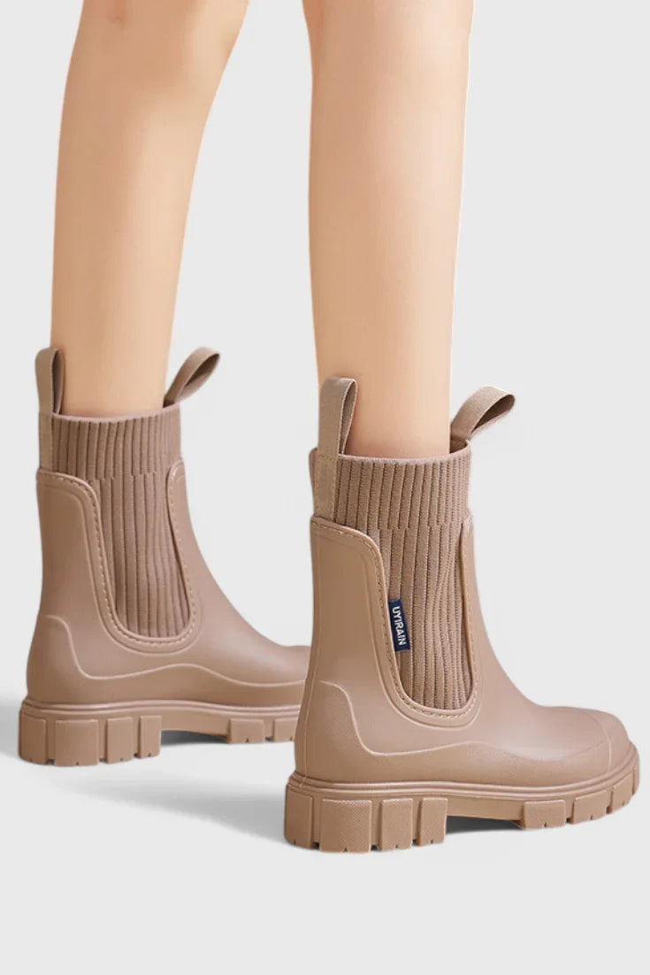 Kate | Waterproof Ribbed Cuff Chelsea Boots