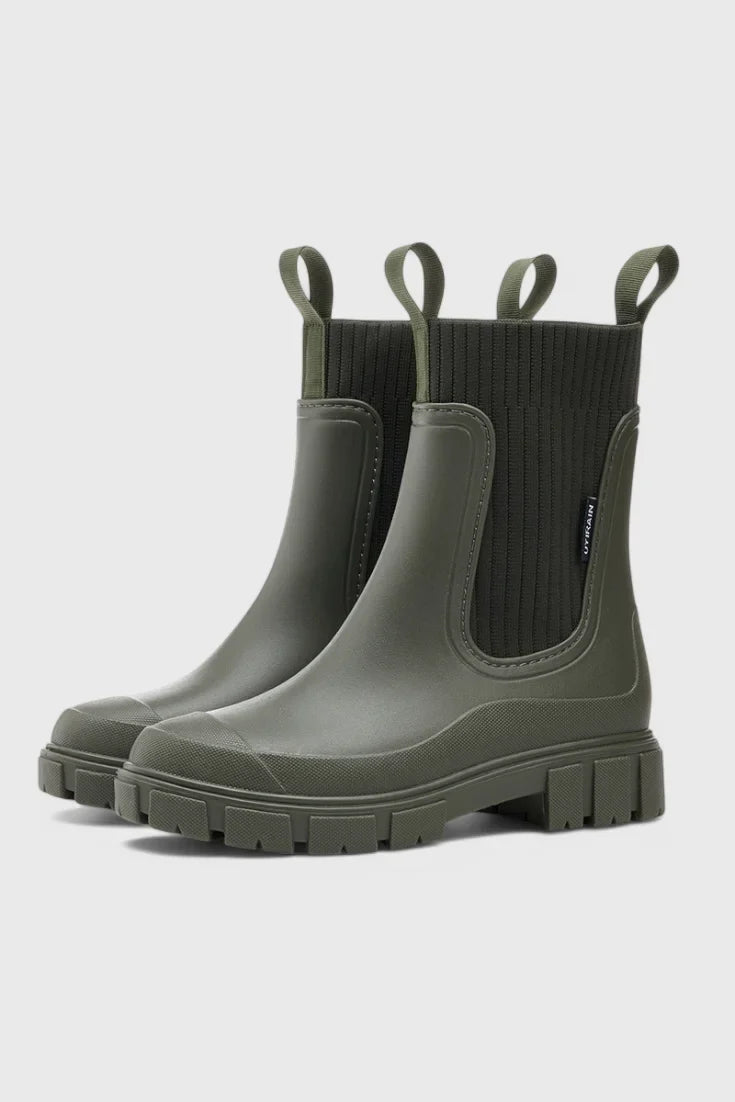 Kate | Waterproof Ribbed Cuff Chelsea Boots