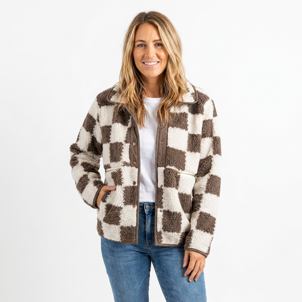 Matilda | Checkerboard Textured Winter Jacket for Cold-Weather