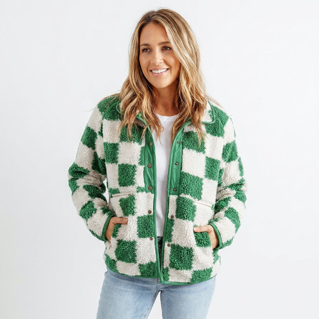 Matilda | Checkerboard Textured Winter Jacket for Cold-Weather