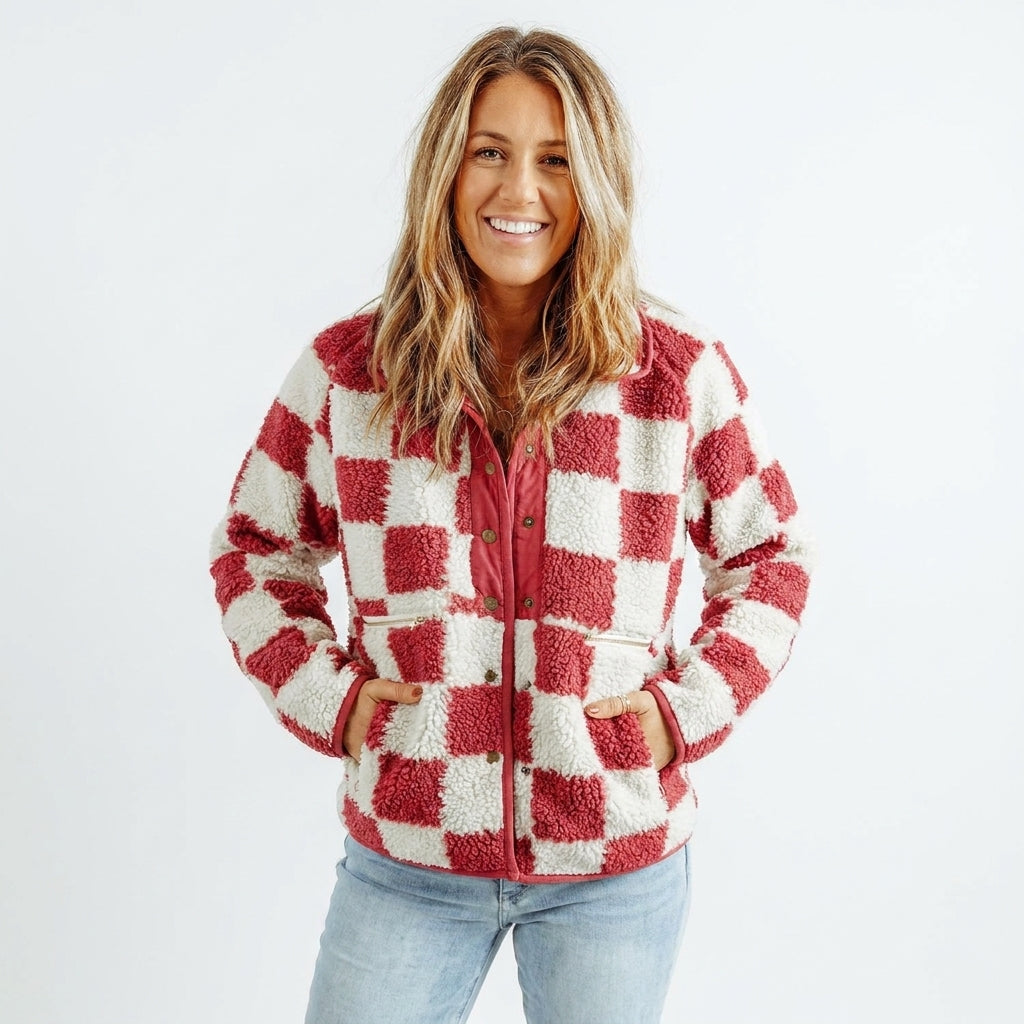 Matilda | Checkerboard Textured Winter Jacket for Cold-Weather
