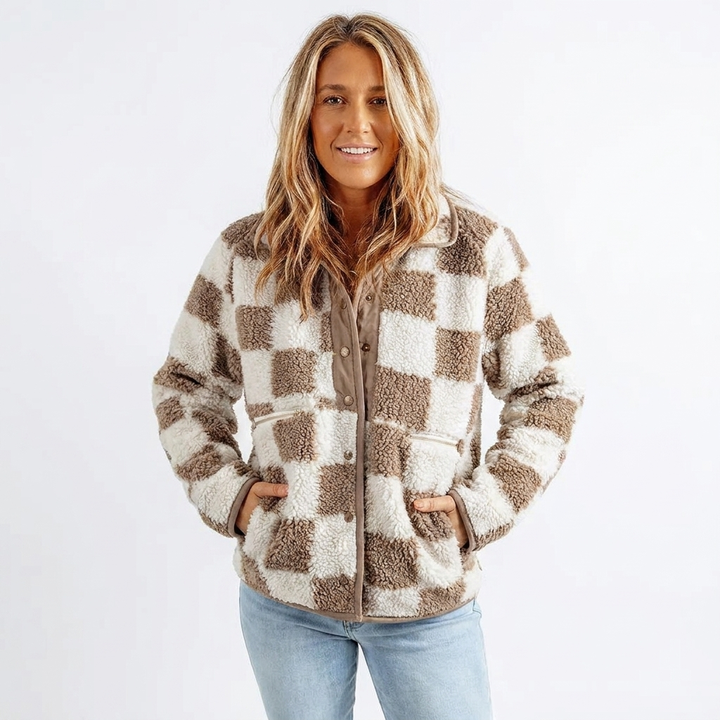 Matilda | Checkerboard Textured Winter Jacket for Cold-Weather