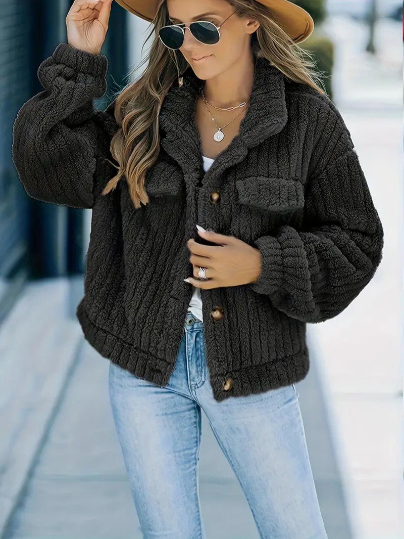 Primrose | Textured Button-Up Winter Jacket for Cold-Weather