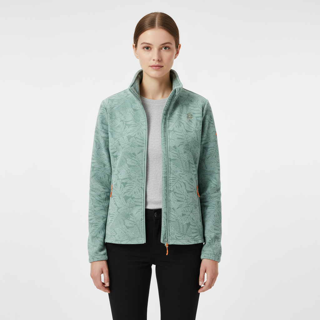 Lavender | Botanical Print Zip-Up Winter Jacket for Cold-Weather