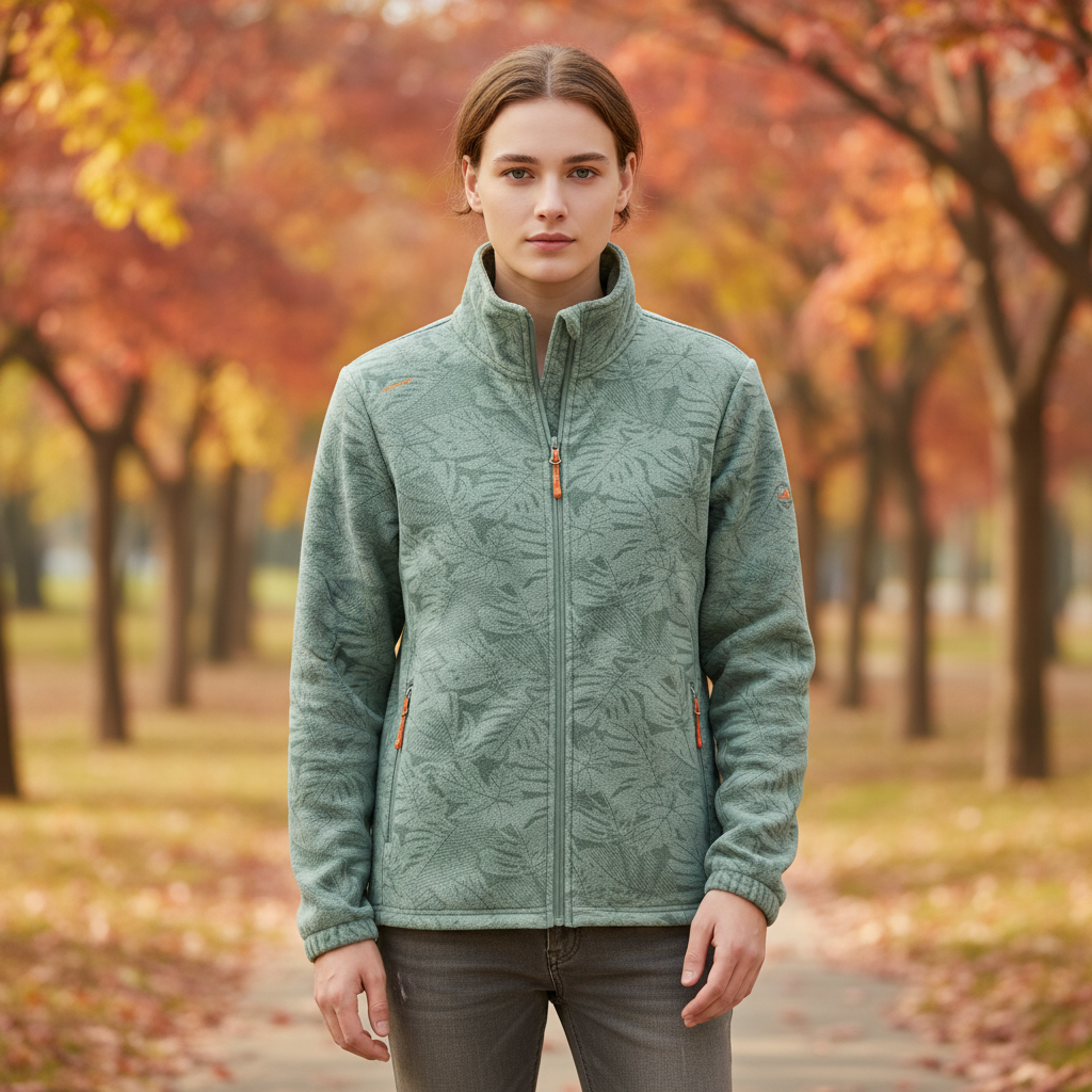 Lavender | Botanical Print Zip-Up Winter Jacket for Cold-Weather