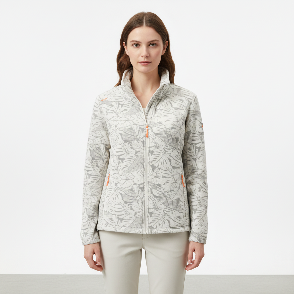 Lavender | Botanical Print Zip-Up Winter Jacket for Cold-Weather