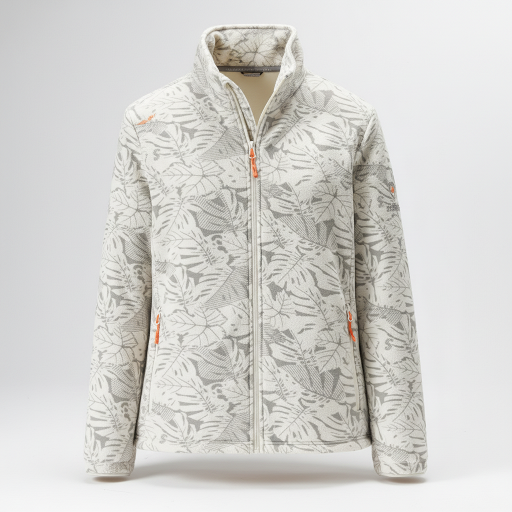 Lavender | Botanical Print Zip-Up Winter Jacket for Cold-Weather