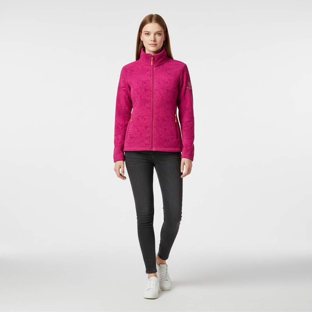 Lavender | Botanical Print Zip-Up Winter Jacket for Cold-Weather
