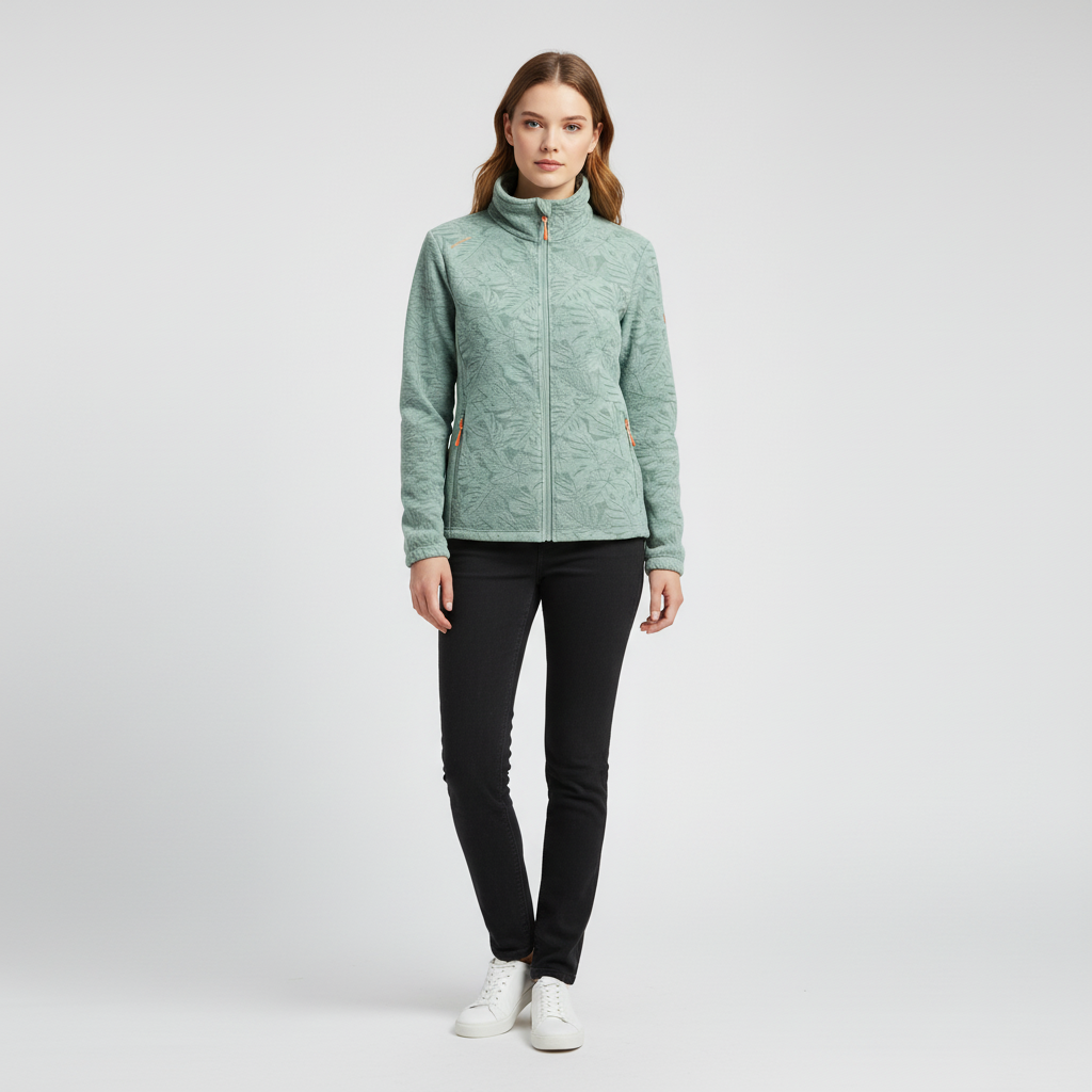 Lavender | Botanical Print Zip-Up Winter Jacket for Cold-Weather